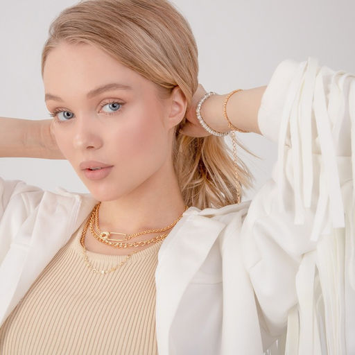 Браслет жемчуг «Невеста» со стразами, шар № 6, цвет белый, d=5.5 см