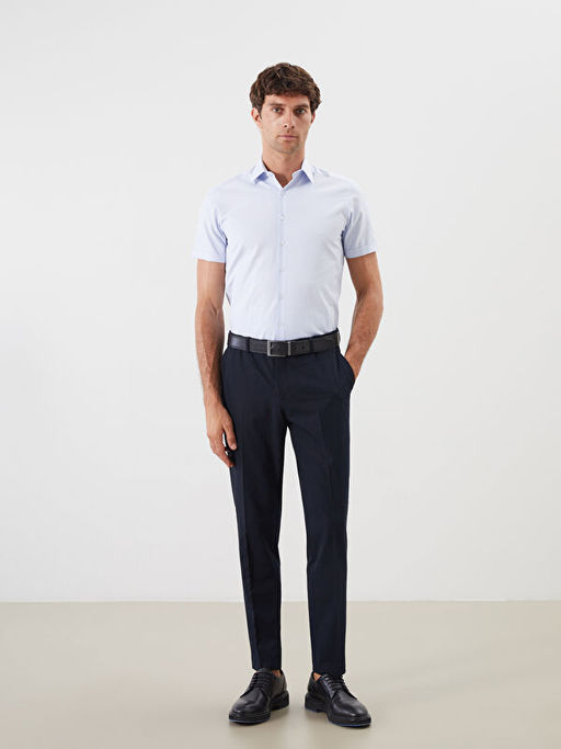 Slim Fit K?sa Kollu Ekose Erkek G?mlek