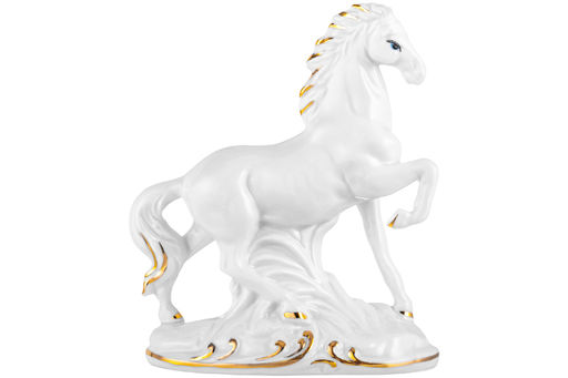 Фигурка декоративная 12*5,5*13,5 см Лошадь белая с золотом, фарфор - Elan gallery фото 4