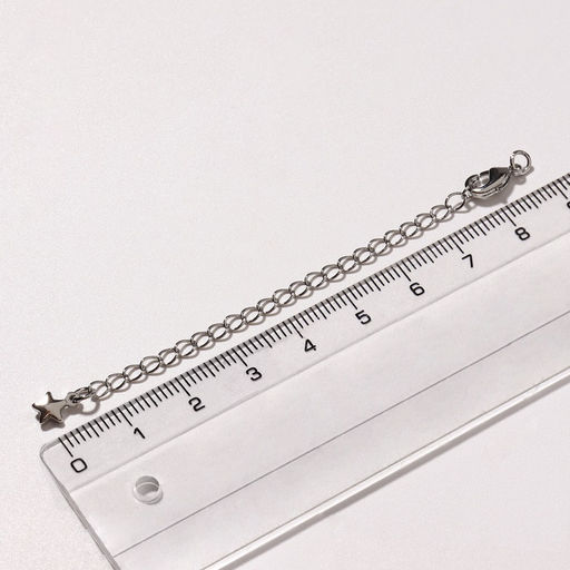 Замок карабин родированный «Звезда», 1.5×0.5 см, с удлинителем 7 см, серебро