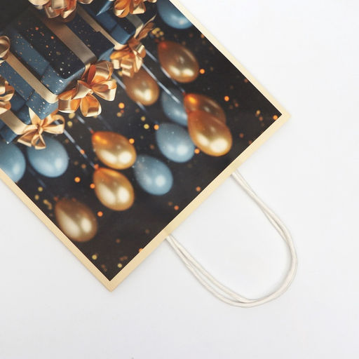 Цена за 2 шт. Пакет подарочный крафтовый «Подарки с золотым бантом» 27×22×11 см, 120 г/м²