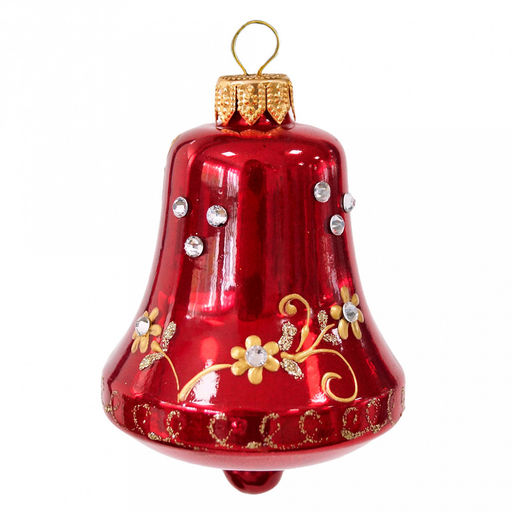 Елочная игрушка фигурка стеклянная Колокольчик-3 д5,3см, h8,5см, ручная художественная роспись, подарочная упаковка (Россия)
