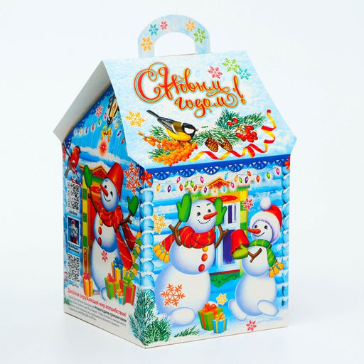 Цена за 5 шт. Подарочная коробка Новогодняя Домик новый Ледяной с анимацией, для сладких подарков, 12?12?19 см - Simaland фото 2