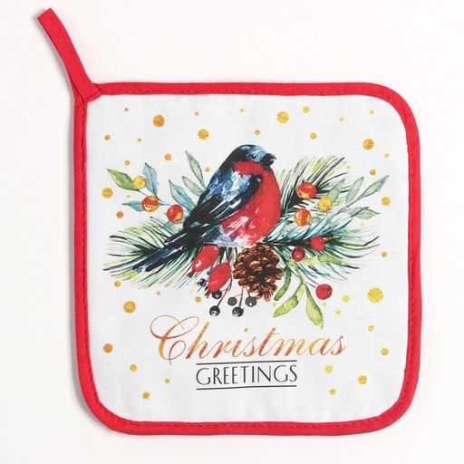 Прихватка Этель Christmas greetings, 19?19 см, МИКС, саржа, хлопок 100%, ватин 250 г/м?