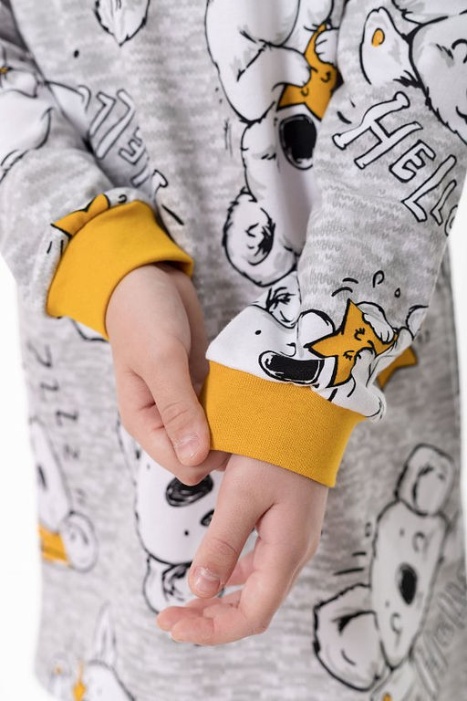 Сорочка с длинным рукавом начес М225110сж серый/желтый