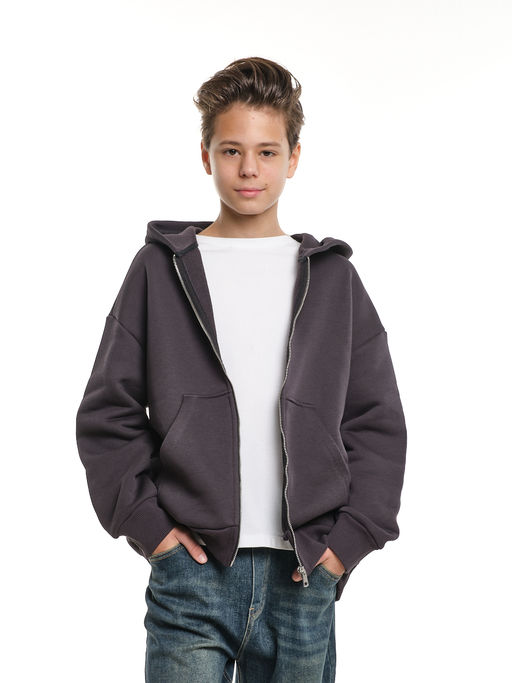Зипка толстовка для мальчика с шевроном 22-0430 темный графит