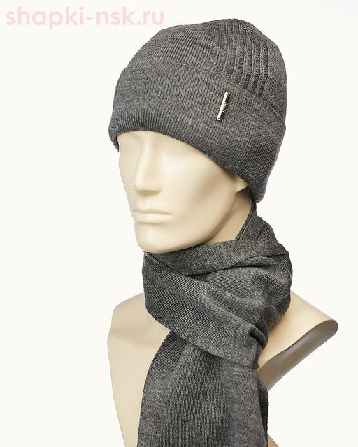 04623 F 1А Тэйм Комплект мужской флис (шапка+шарф) (57-59)
