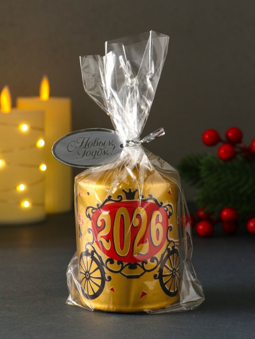 Свеча новогодняя пеньковая «Лошадь. 2026», 6×6×8 см