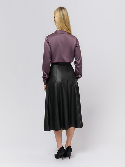 Юбка черного цвета длины миди из искусственной кожи - 1001dress фото 5