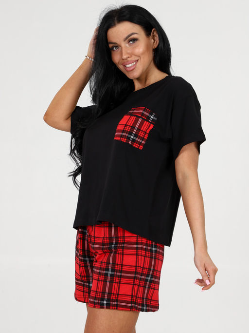 3122 ПИЖАМА (ШОРТЫ) (Крупная красная клетка) - А-дина фото 5