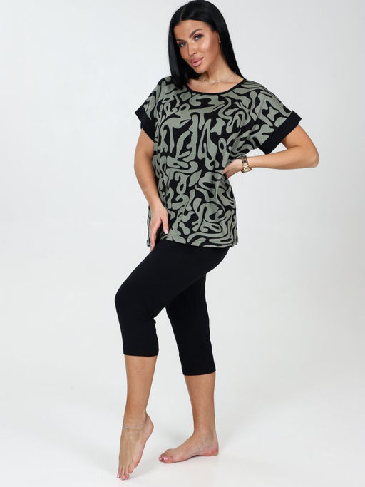 617 Домашний костюм бриджи (Разводы на хаки) - А-дина фото 4