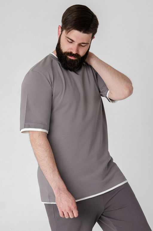 Арт. 67128/1 Футболка мужская 48-56 (5 шт) Цвет:светло-серый - Идеал фото 2