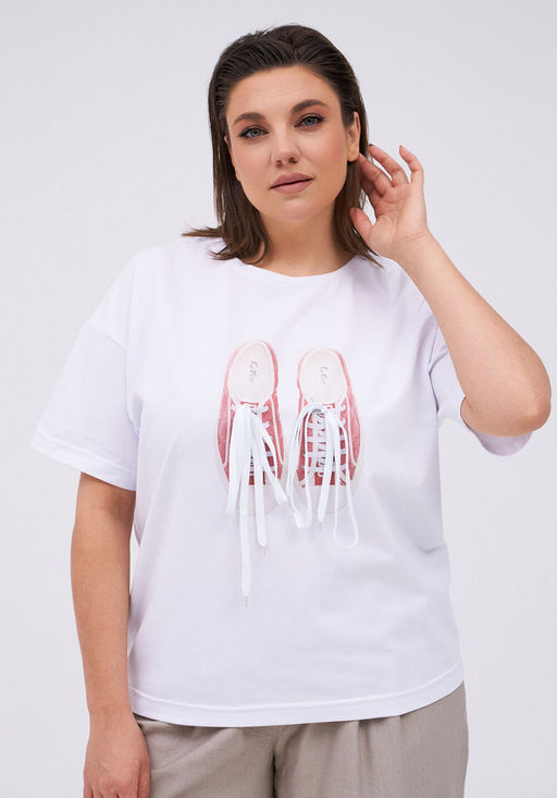 Футболка KaVari 4012 белый/коралловый принт  фото 4