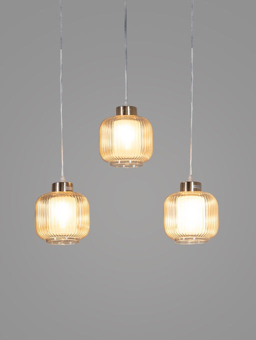 Светильник подвесной ЭкономСвет 10298/3GD, 3×40 Вт, E27, 61×15×18×70 см, золотой, янтарный