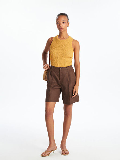 Bisiklet Yaka Kendinden Desenli Kad?n Triko Atlet