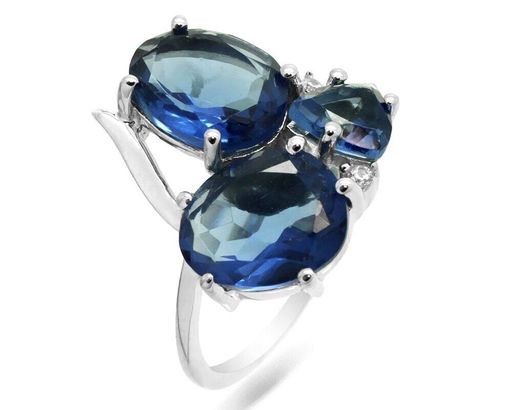 Кольцо из серебра танзанит выращ., Богема
