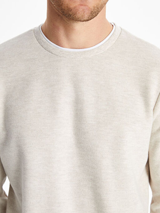 Bisiklet Yaka Uzun Kollu Erkek Sweatshirt