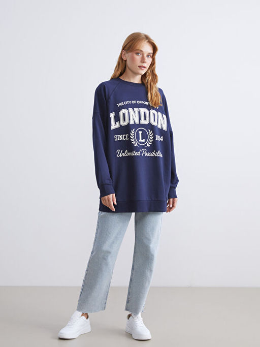 London Bask?l? Oversize Kad?n Sweatshirt Tunik