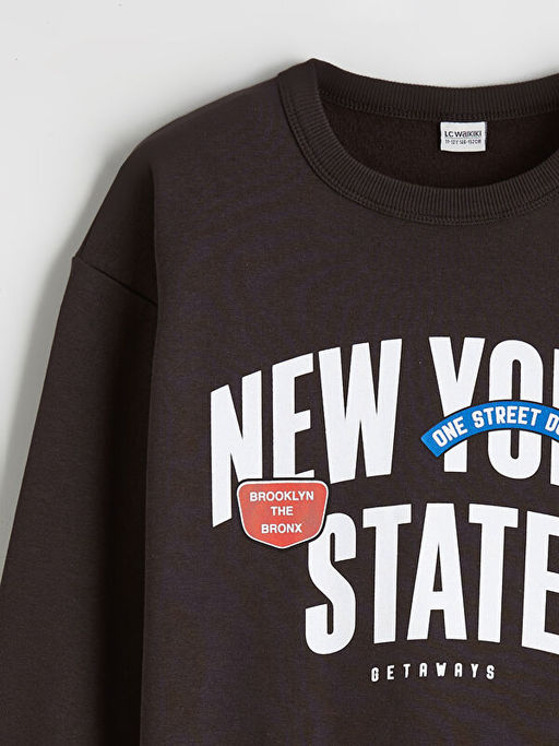 New York Bask?l? Erkek ?ocuk Kal?n Sweatshirt