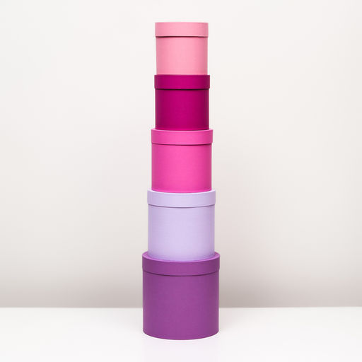 Набор шляпных коробок 5 в 1, сиреневый, 23×23-15×15 см