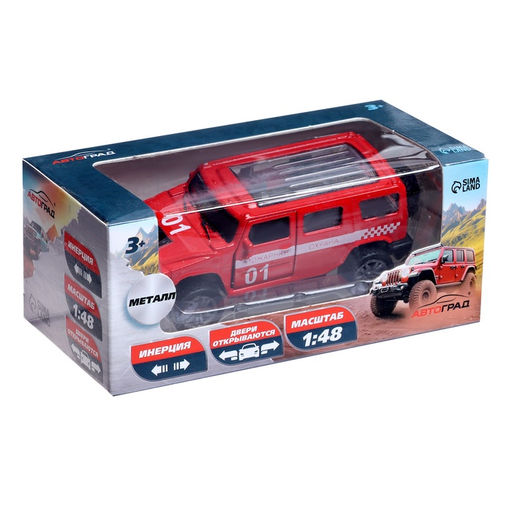 Машинка металлическая «Пожарная служба», 1:48, инерция, открываются двери, цвет красный