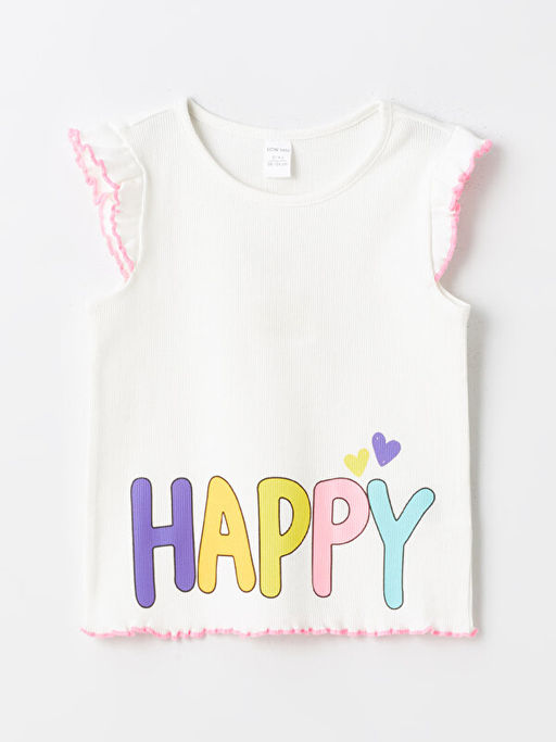 Bisiklet Yaka Bask?l? K?z Bebek Ti??rt