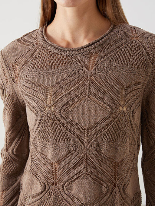 Bisiklet Yaka Ajurlu Kad?n Triko Kazak