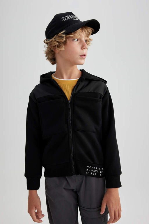 Плотный кардиган с капюшоном для мальчика - Defacto фото 3