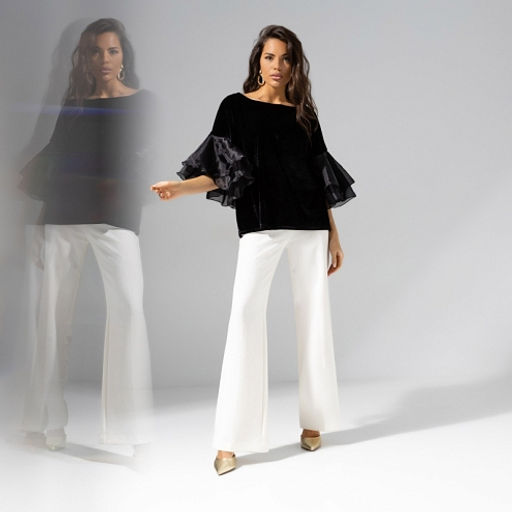 Блуза из бархата и органзы Молниеносная влюбленность (black) - Charutti фото 2