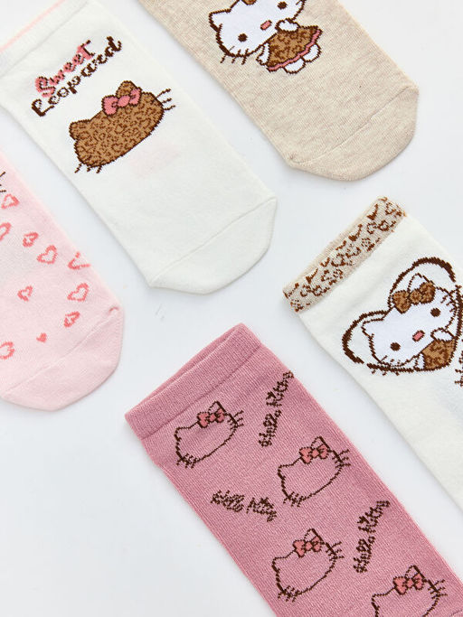 Hello Kitty Bask?l? K?z ?ocuk Patik ?orap 5li