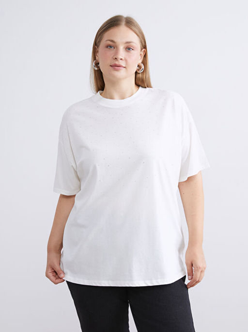 Bisiklet Yaka Ta?l? Kad?n Ti??rt