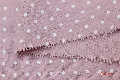 Теплый хлопок Белый горох (2мм) на розовой дымке, ш.1.49м, хлопок-100%, 140гр/м.кв - Купава фото 4