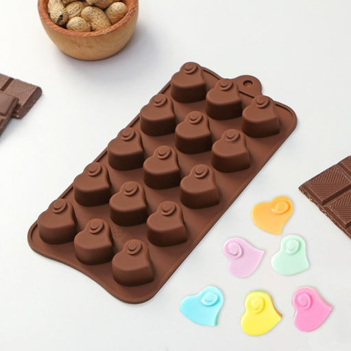 Форма для конфет и шоколада Доляна Сердцеедка, силикон, 21.5?11?1.5 см, 15 ячеек, коричневая