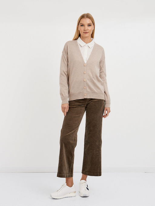 кардиган женский базовый из шерсти на пуговицах - Glenfield фото 2