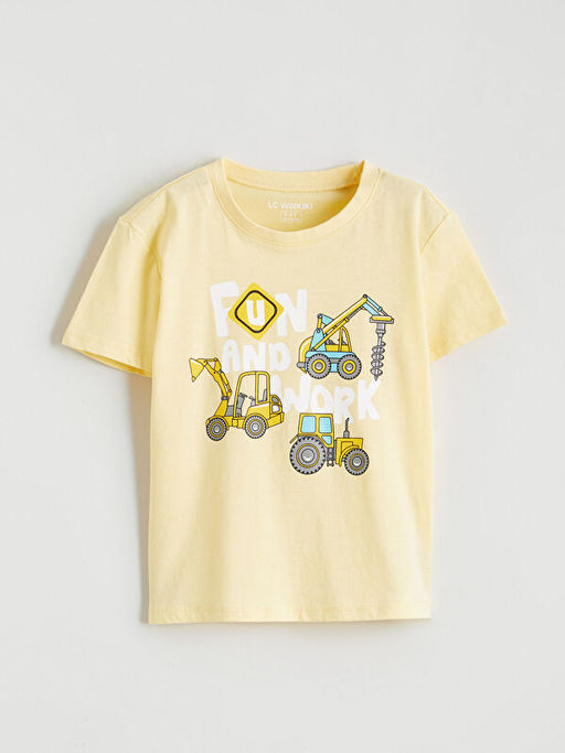 Bisiklet Yaka Bask?l? Erkek ?ocuk Pijama Tak?m?