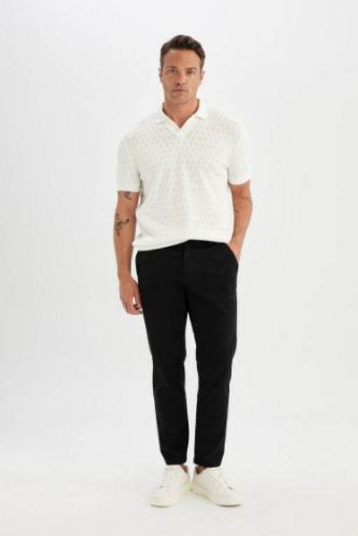 Regular Fit Normal Kesim Yazl?k Twill Chino Kanvas Pantolon Cepli Duz Paca