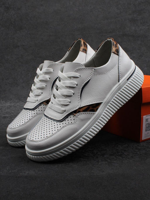 03-C930-9A WHITE Полуботинки спортивные женские (натуральная кожа)