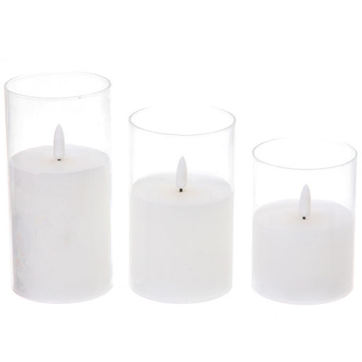 Сувенир с подсветкой "Свеча - Тайна" 7,7*10/12,5/15 см (набор 3 шт) с пультом д/у