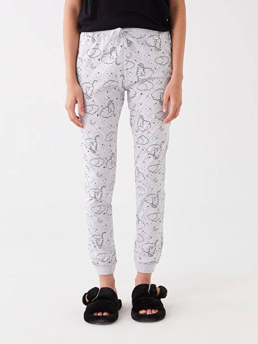 Beli Lastikli Desenli Kad?n Jogger Pijama Alt?