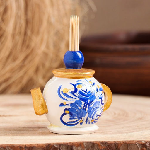 Цена за 2 шт. Подставка под зубочистки Чайник, 5 см, бело-синяя - Simaland фото 2