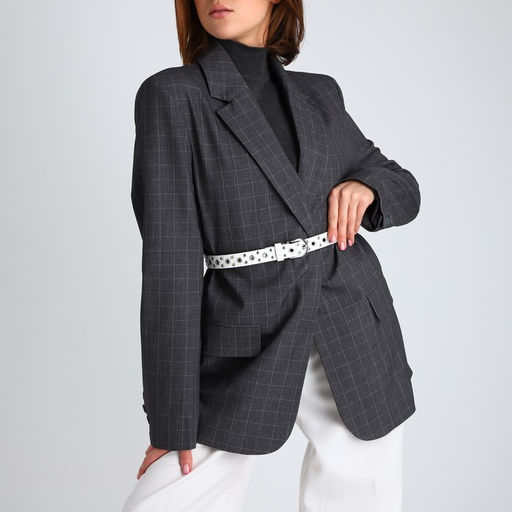 Ремень женский с люверсами, 105×2.3 см, пряжка металл, серебристая, белый