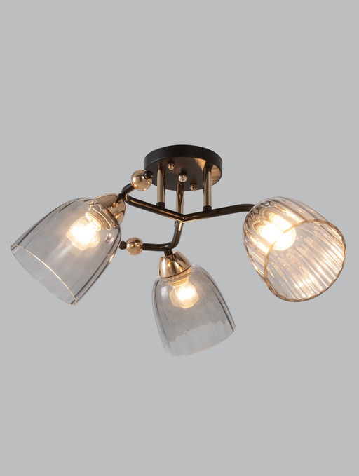 Люстра 12229/3, 2хE27, 60 Вт, чёрный/золото