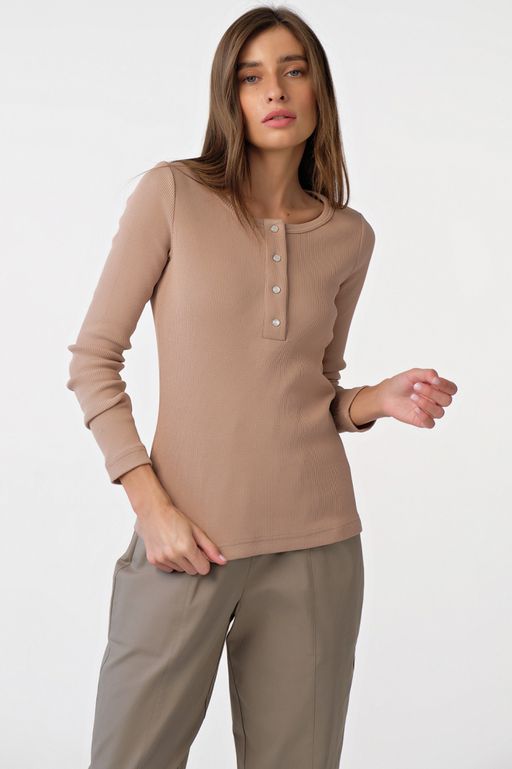 Лонгслив трикотажный с пуговицами из хлопка бордовый - Fly фото 18