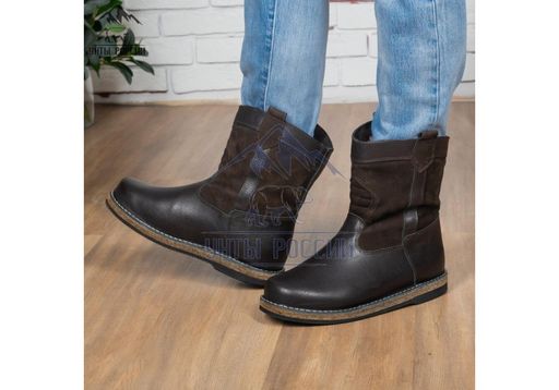 Мини-монголки мужские коричневые, войлочная подошва,