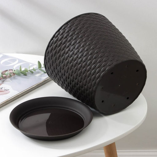 Горшок для цветов с поддоном «Ротанг», 4.7 л, d=15 см, h=14 см, пластиковый, коричневый