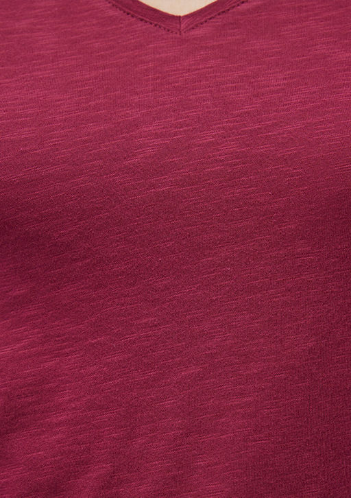 V Yaka Flaml? Bordo Basic Tisort - Mavi фото 6