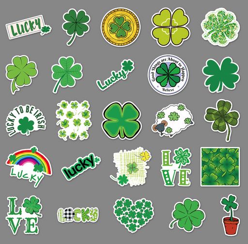 Набор наклеек/стикеров на ноутбук, телефон, компьютер 50 шт. Клевер удачи (2676) - Мой органайзер фото 3
