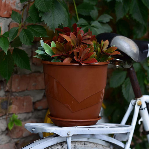 Горшок для цветов пластмассовый Венеция 2,75л, д22,5см, терракотовый (Россия) - Домашняя Мода фото 2