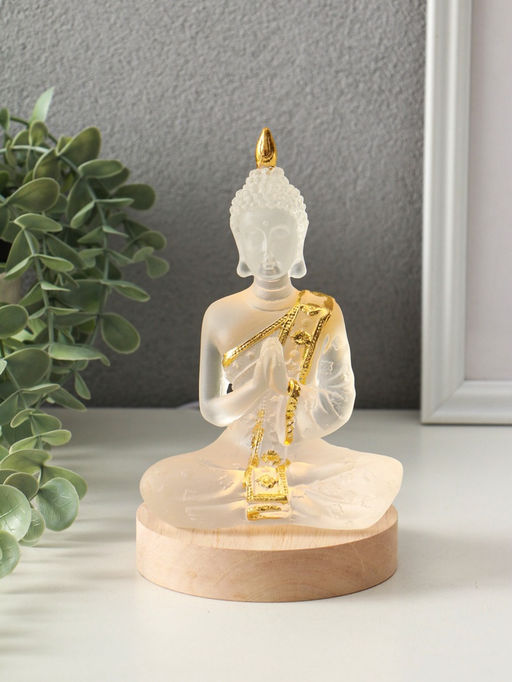 Фигурка светящаяся «Будда Анджали Мудра - молитва», прозрачный, 10×10×17.5 см