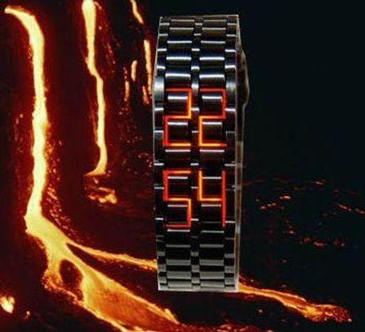 LED-часы "Самурай" Черный браслет, красные диоды 903457